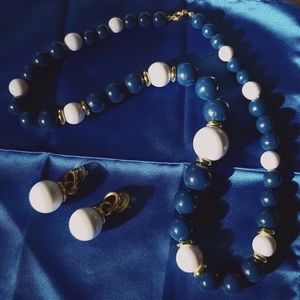 Sailor Blue Necklace Earrings Set